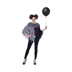 Poncho à capuche - clown noir et blanc - Adulte - Taille Unique