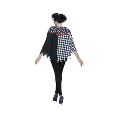 Poncho à capuche - clown noir et blanc - Adulte - Taille Unique