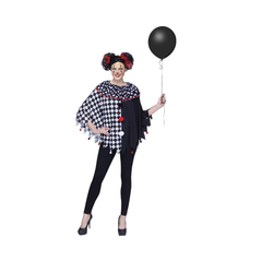 Poncho à capuche - clown noir et blanc - Adulte - Taille Unique Fun World