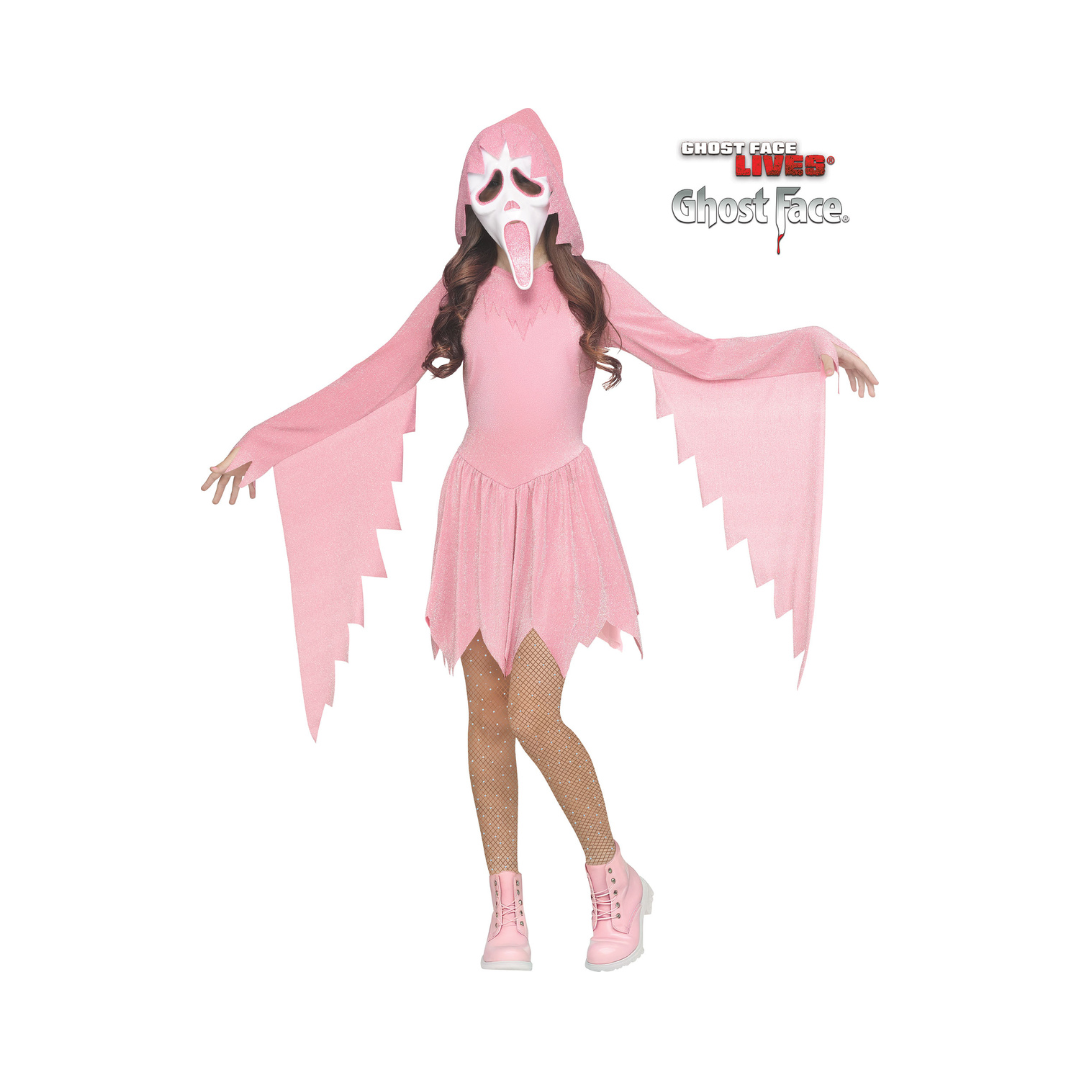 Costume Fille - Ghost Face Rose Pailleté Pastel – Enfant Fun World