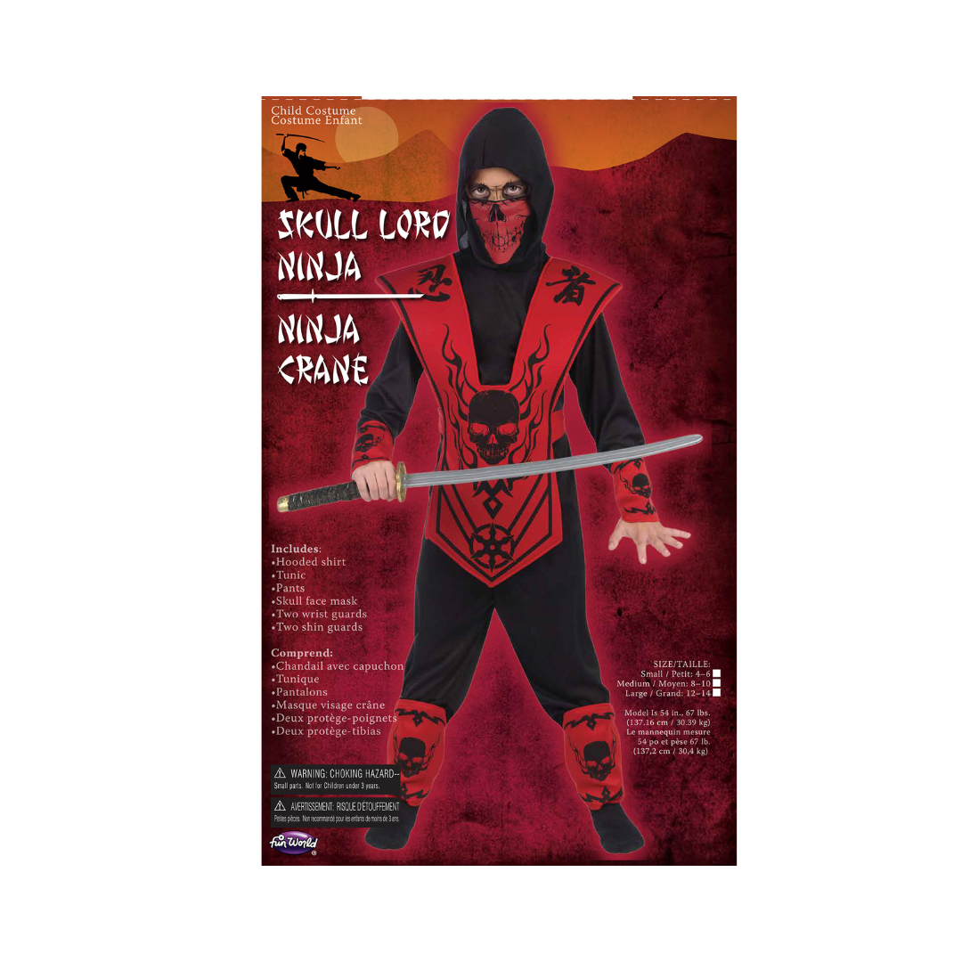 Costume Enfant - Seigneur Ninja Squelette Rouge et Noir Fun World