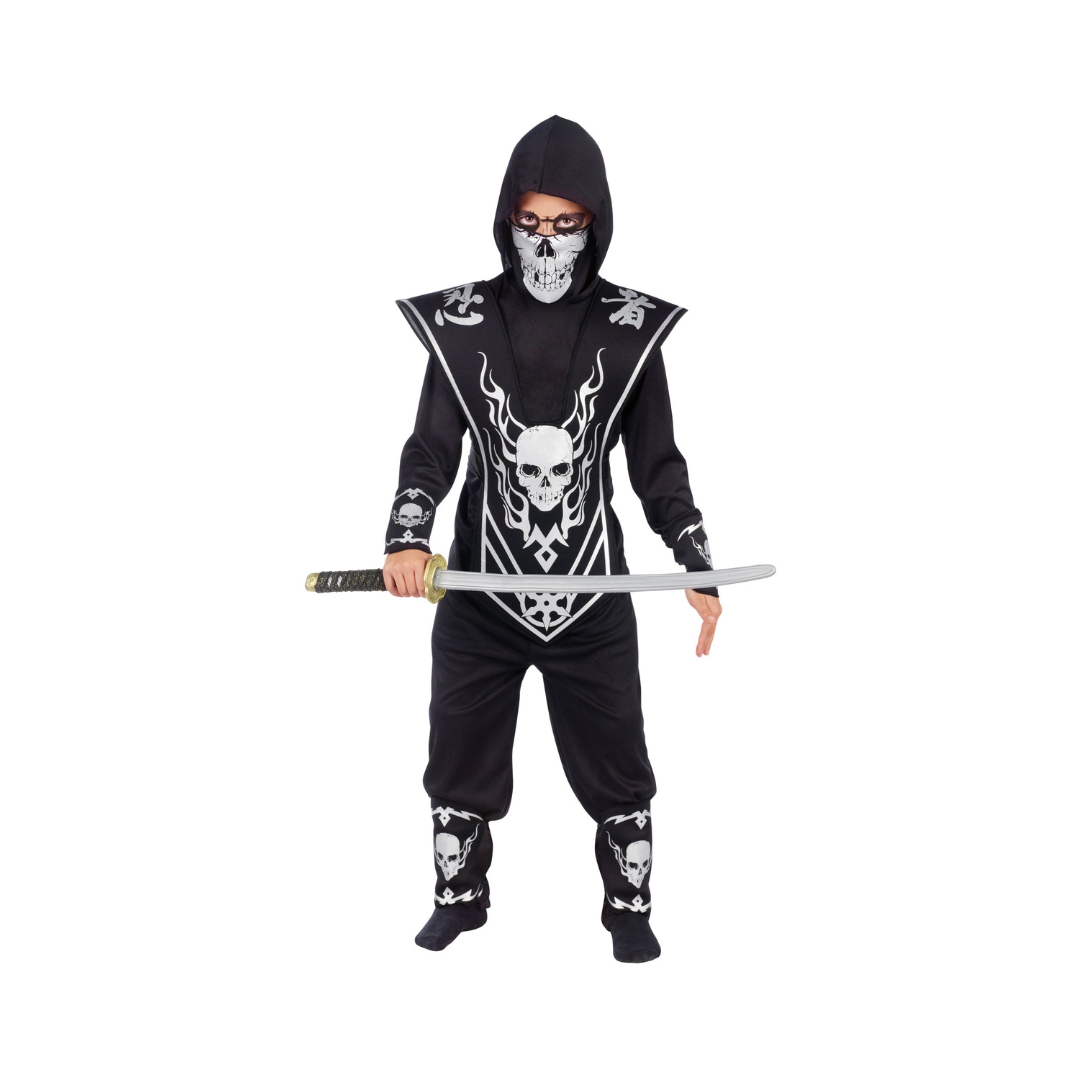 Costume Enfant - Seigneur Ninja Squelette Argent et Noir Fun World