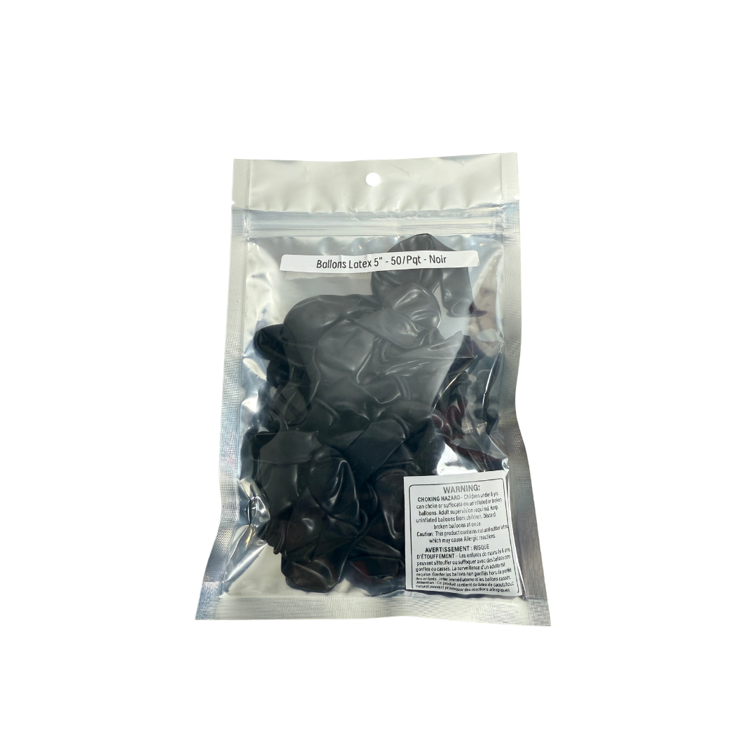 Ballons latex 5" - 50/Pqt - Noir