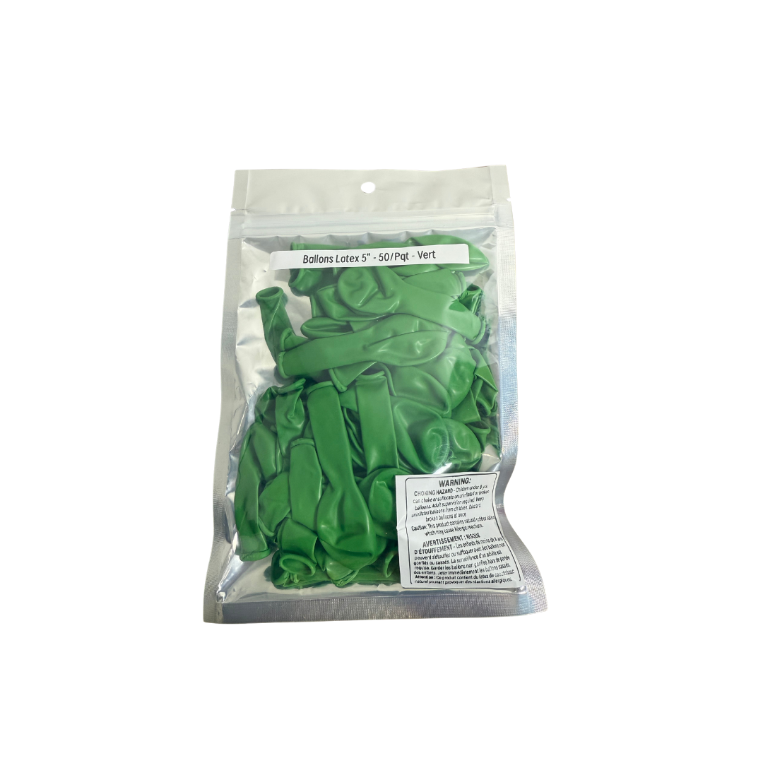 Ballons latex 5" - 50/Pqt - Vert
