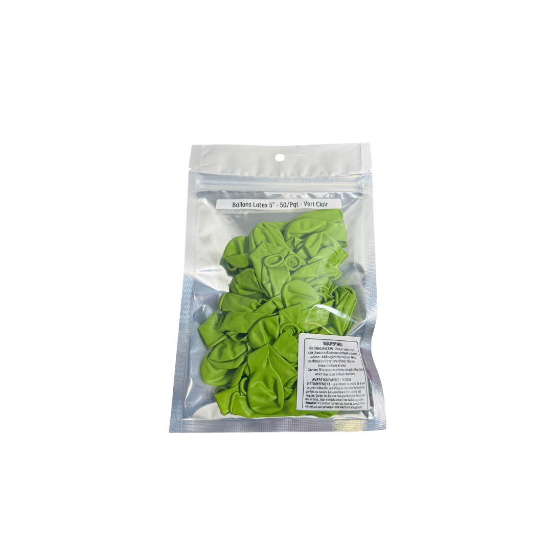 Ballons latex 5" - 50/Pqt - Vert Clair