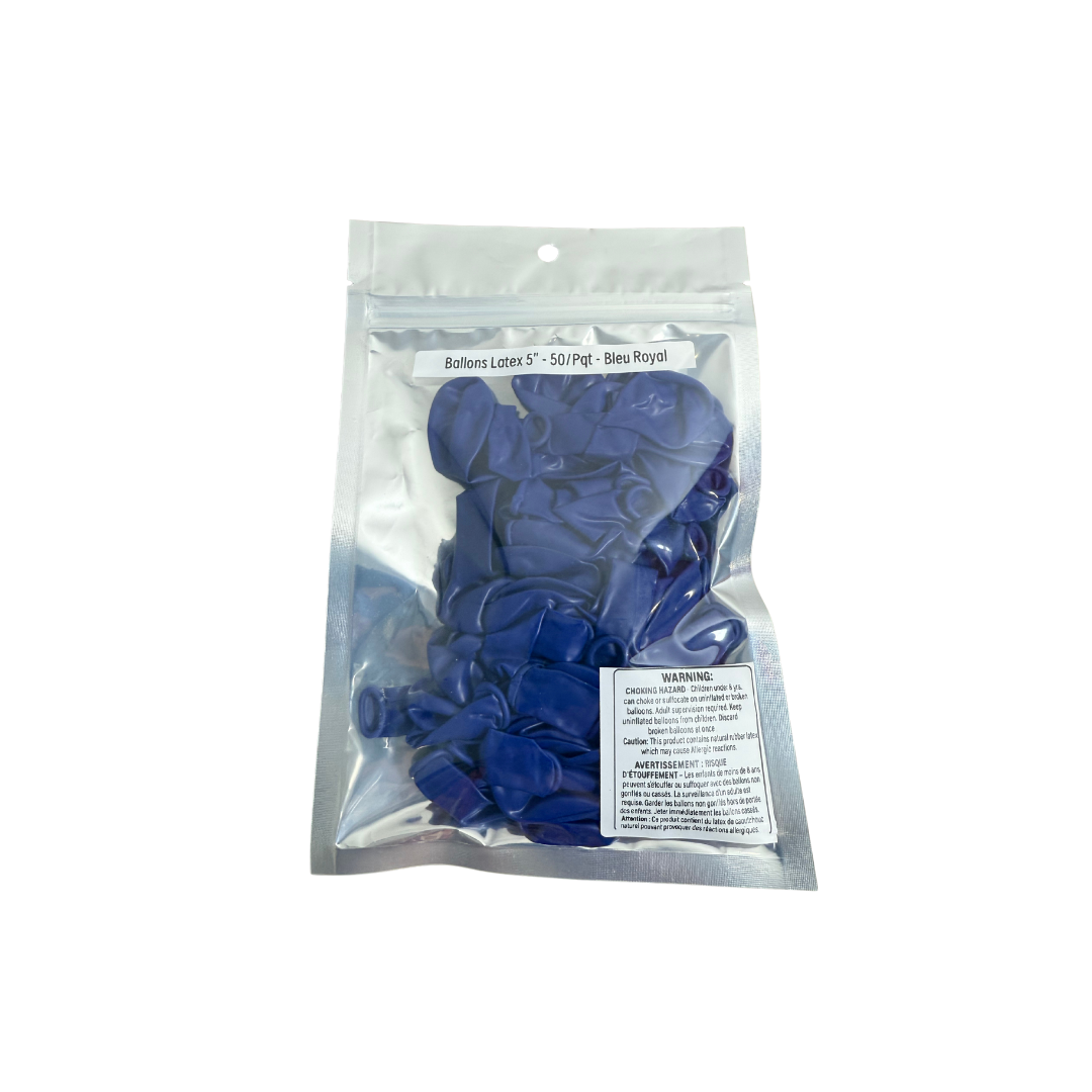 Ballons latex 5" - 50/Pqt - Bleu Royal