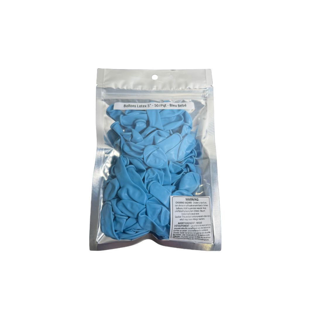 Ballons latex 5" - 50/Pqt - Bleu Bébé