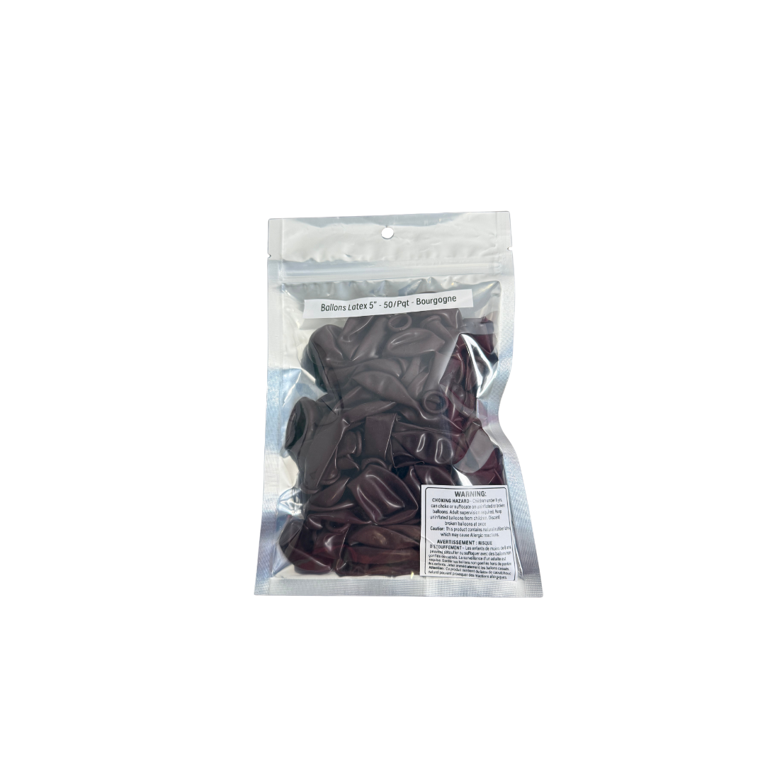 Ballons latex 5" - 50/Pqt - Bourgogne