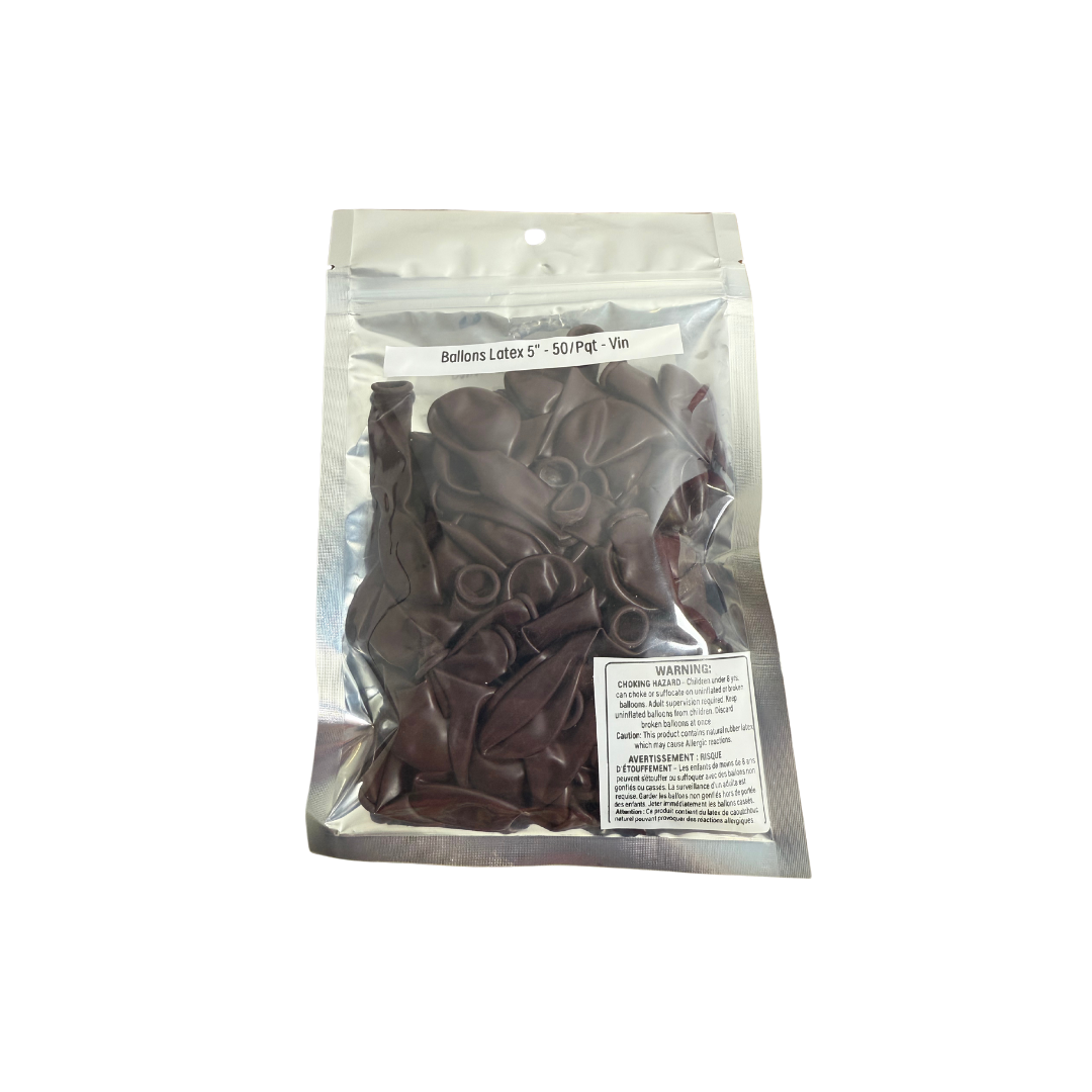 Ballons latex 5" - 50/Pqt - Vin
