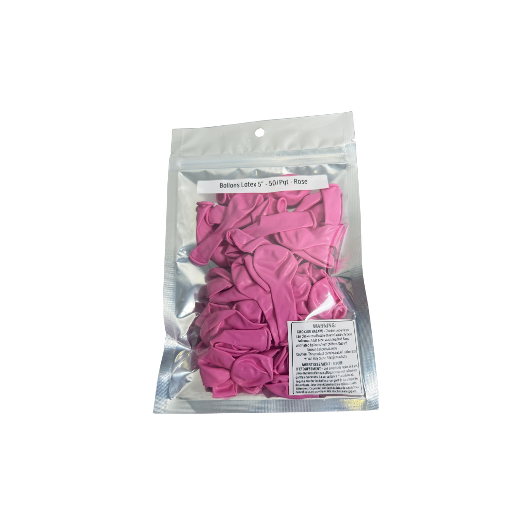 Ballons latex 5" - 50/Pqt - Rose