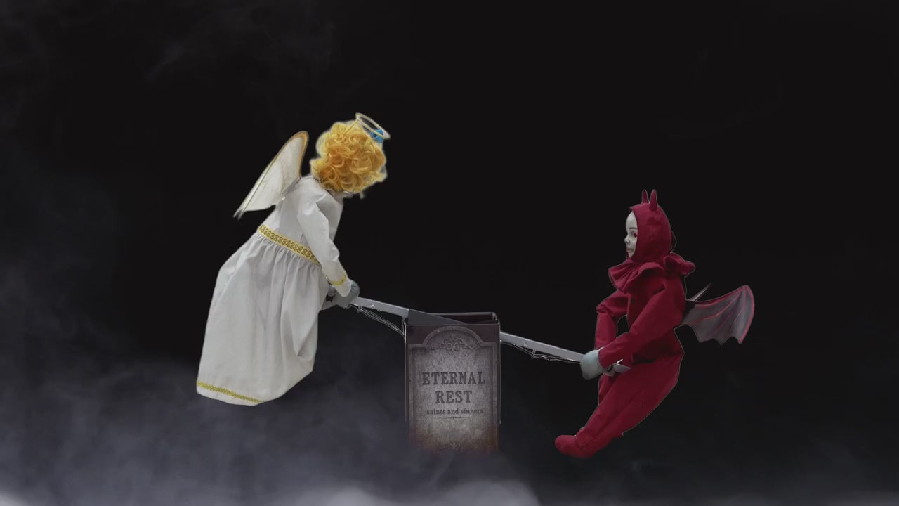 Décoration d’Halloween animée – Balançoire Ange et Démon « Eternal Rest » – 4 pi x 3 pi