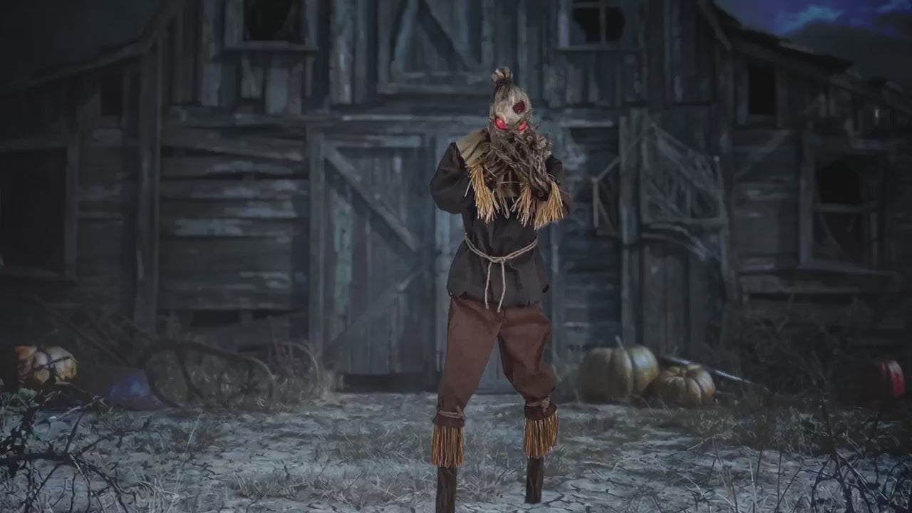 Décoration d’Halloween animée – Épouvantail Grim Stalker lumineux – 7 pi